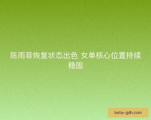 陈雨菲恢复状态出色 女单核心位置持续稳固