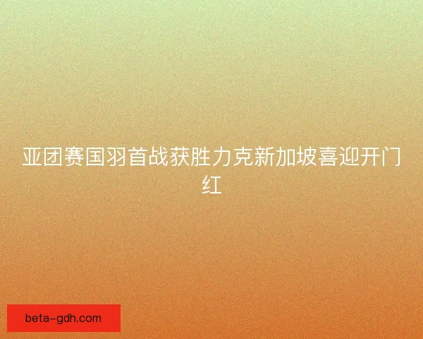亚团赛国羽首战获胜力克新加坡喜迎开门红